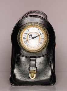 Vintage Real Clock Leather Fashion Handbag, Backpack