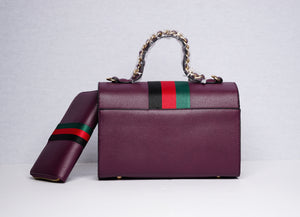 Wine Color Queen Bee Handbag With Wallet