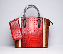 Load image into Gallery viewer, Red Alligator Square Handbag With Wallet
