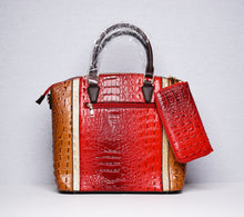 Load image into Gallery viewer, Red Alligator Square Handbag With Wallet
