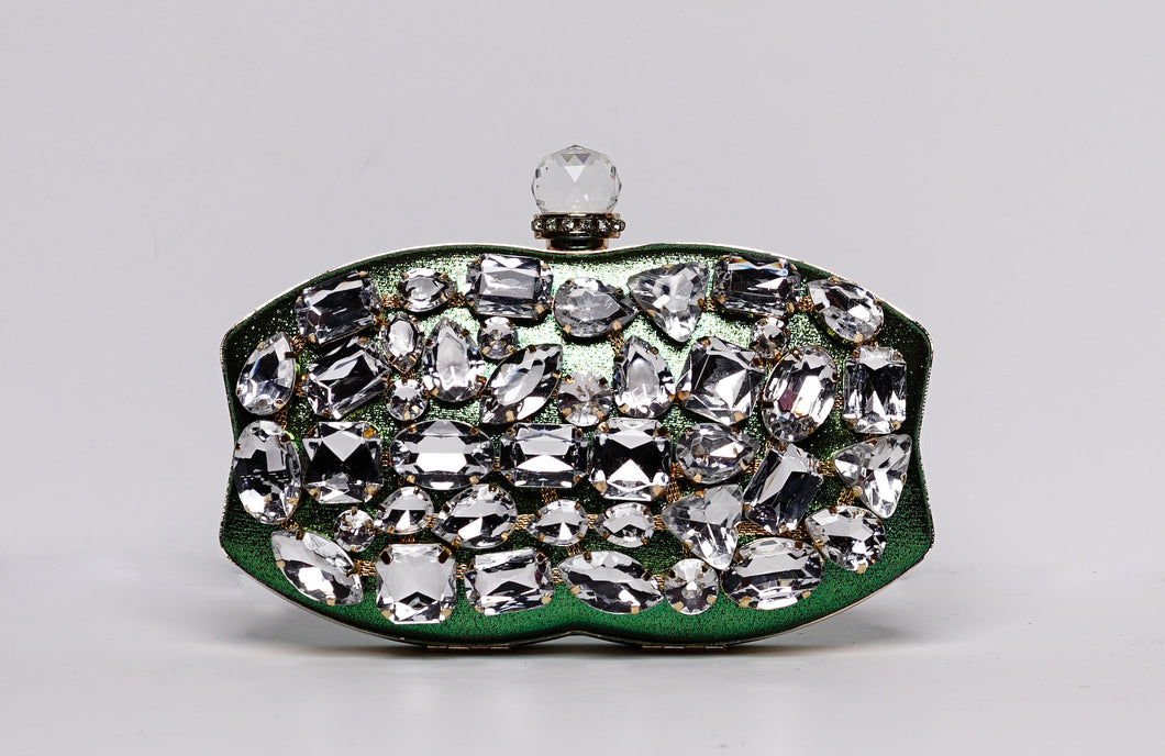 Green Clutch With Rhinestones