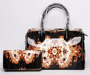 Fashion Patent Leather Handbag With Wallet