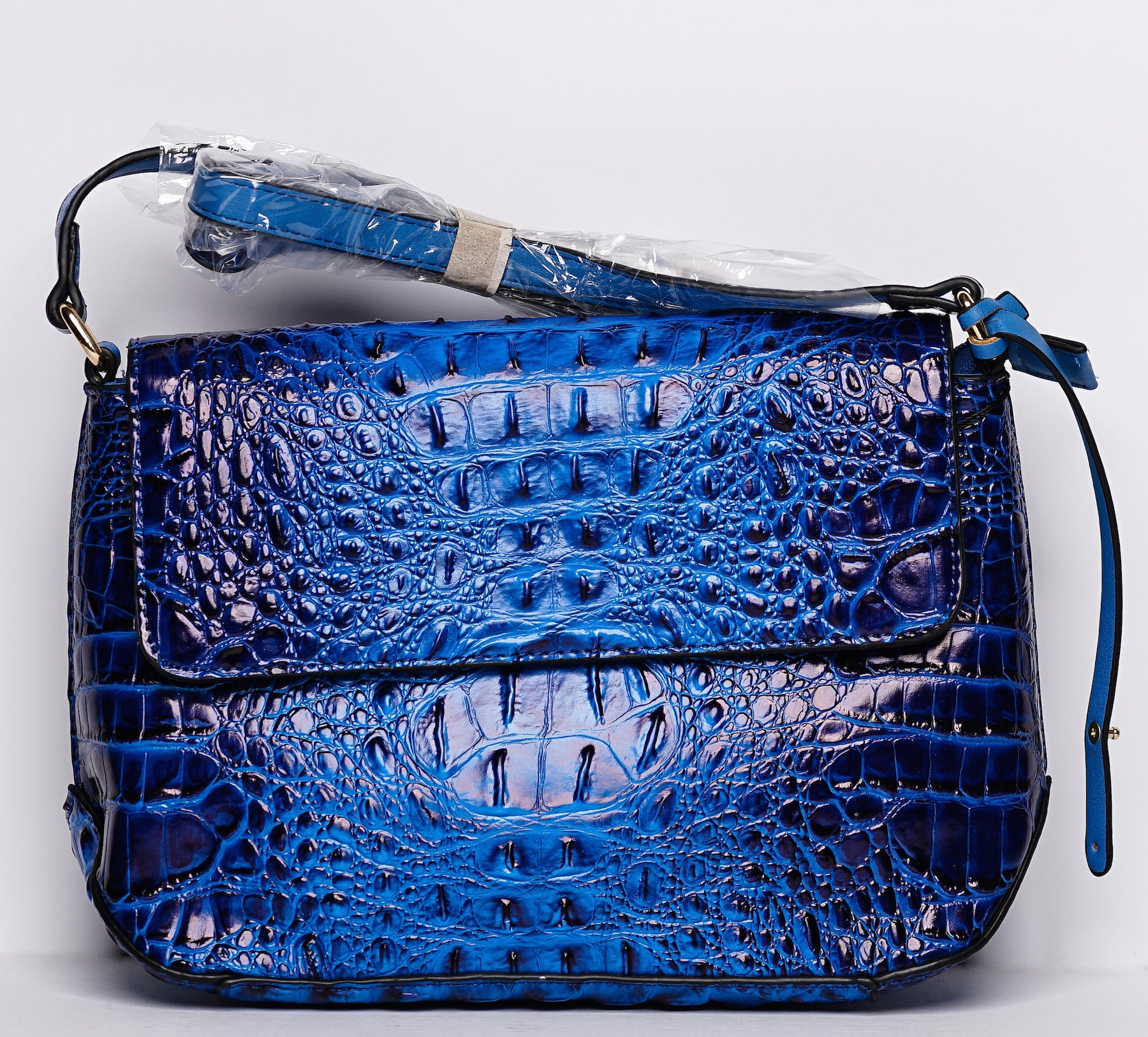 blue crocodile bag