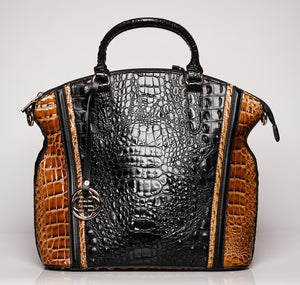 Black & Brown Croc Alligator Handbag