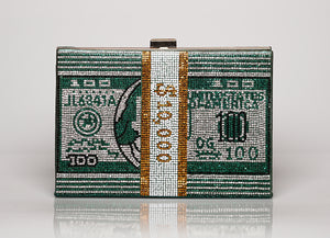 100 Dollar Bling Money Clutch (Colors: Green, Gold, Pink