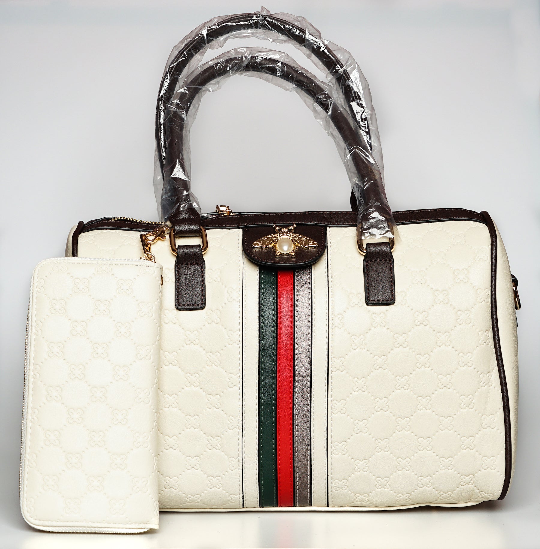 Queen Bee Handbag With Wallet (Colors: Red, Brown, Yellow