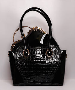 2-In-1 Crocodile Satchel Handbag (Colors: Purple, Blue, Black)