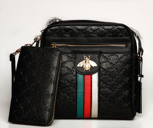 Queen Bee Crossbody Pouch With Wallet (Colors: Pink, Black, Brown)