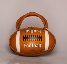Load image into Gallery viewer, Football Shaped Crossbody Handbag (Colors: Brown, Black)
