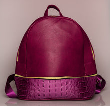 Load image into Gallery viewer, Croc Leather Backpack (Colors: Purple, Red, Black, Brown)
