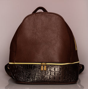 Croc Leather Backpack (Colors: Purple, Red, Black, Brown)